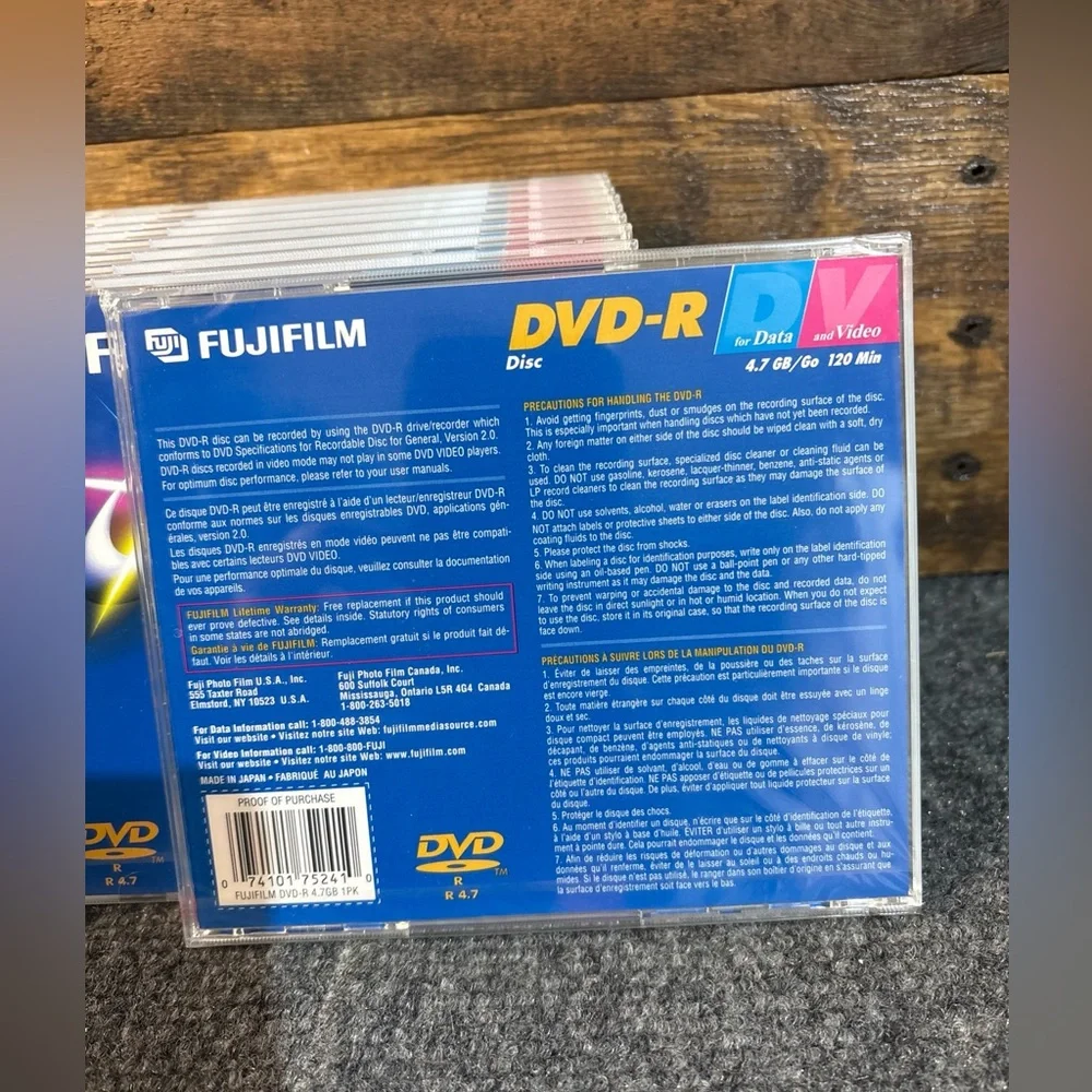 Fujifilm DVD-R 9 Pack 4.7 GB 120 Min Sealed Jewel Cases for DVD-RW / DVD RAM